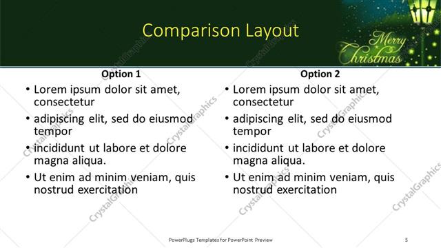 Comparison presentation slide layout