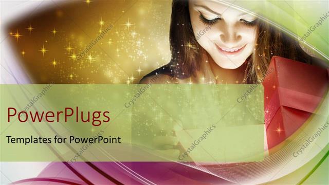  Presentation with stars - Christmas depiction with little kid holding gift box and stars in background