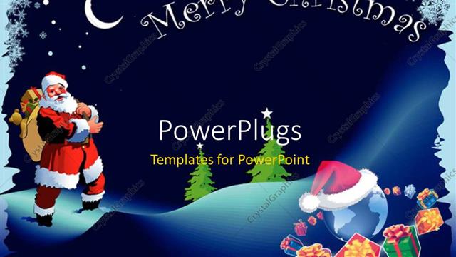  Presentation with snow flakes - Christmas depiction with Santa Claus carrying gift bag and snow flakes?