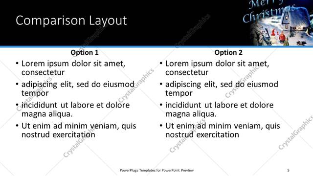 Comparison presentation slide layout