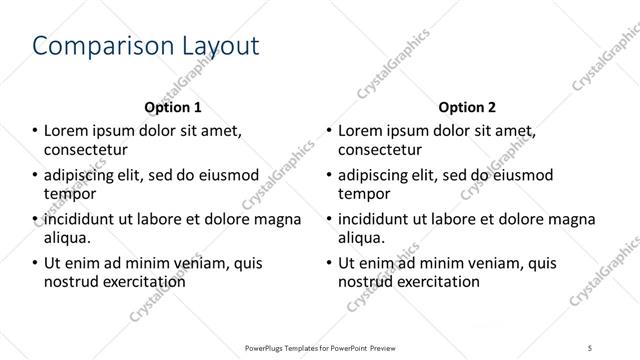Comparison presentation slide layout