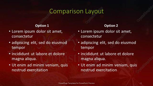 Comparison presentation slide layout