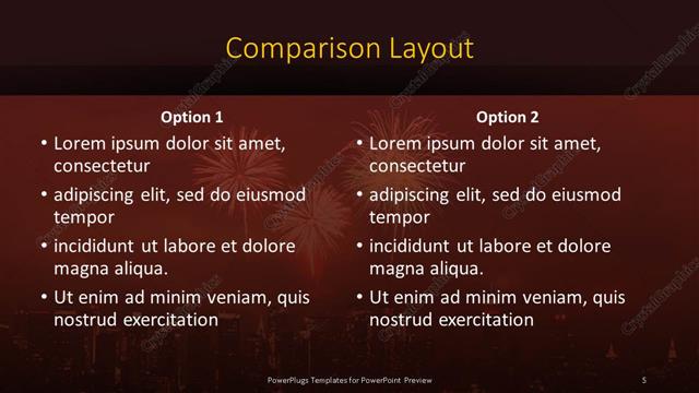 Comparison presentation slide layout