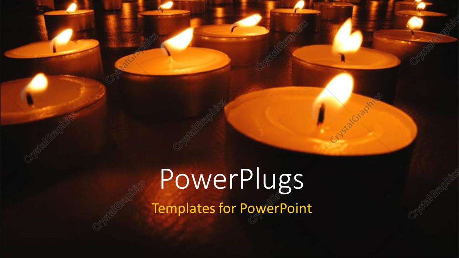 Featuring Christmas Depictions with Row of Burning Candles at Night