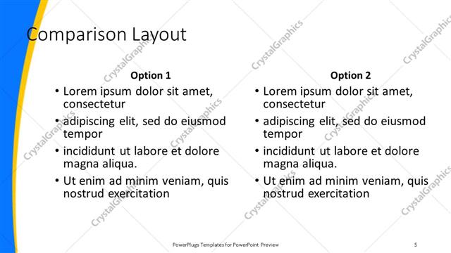 Comparison presentation slide layout