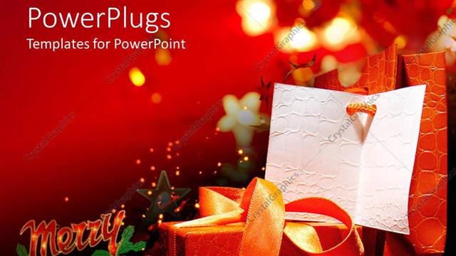  Presentation with christmas card - Christmas gift and card with a text that spells out the word 