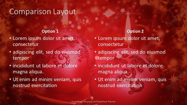 Comparison presentation slide layout