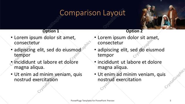 Comparison presentation slide layout