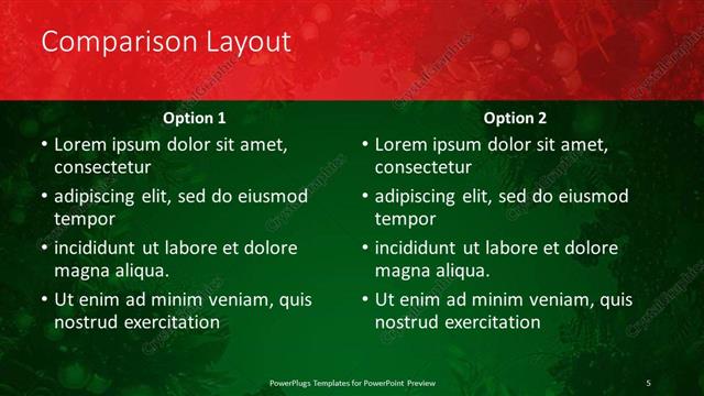 Comparison presentation slide layout