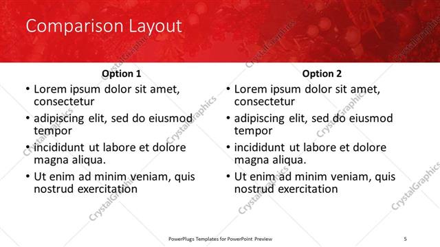 Comparison presentation slide layout