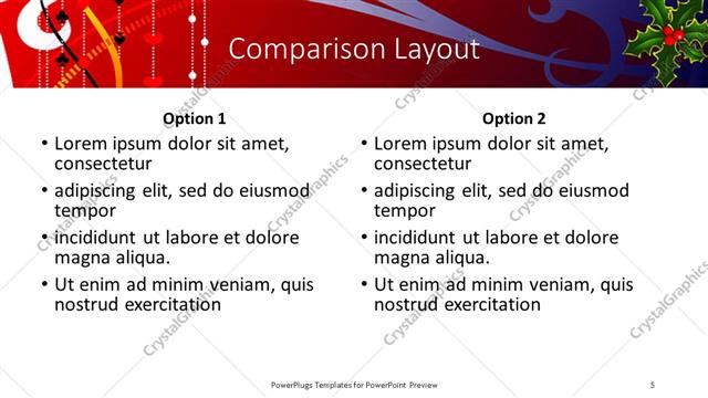 Comparison presentation slide layout