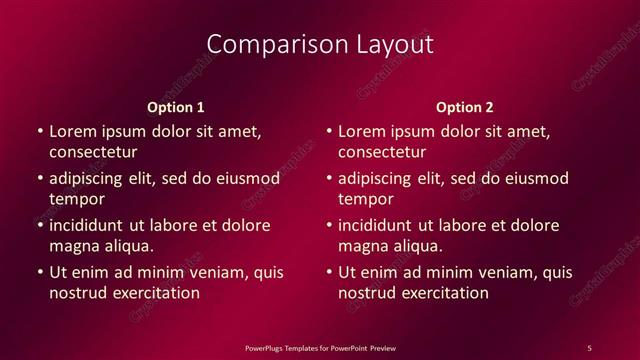 Comparison presentation slide layout
