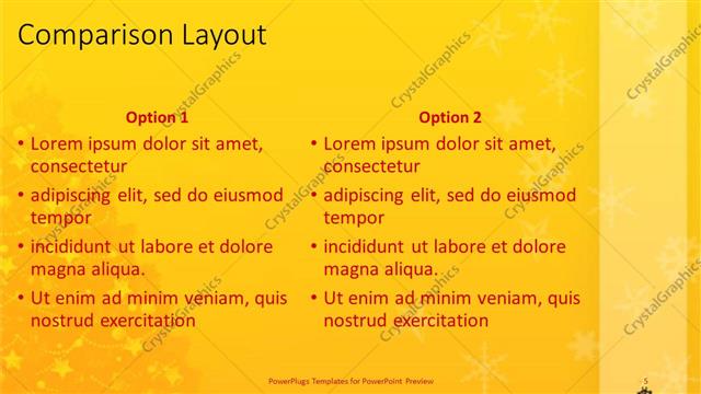 Comparison presentation slide layout