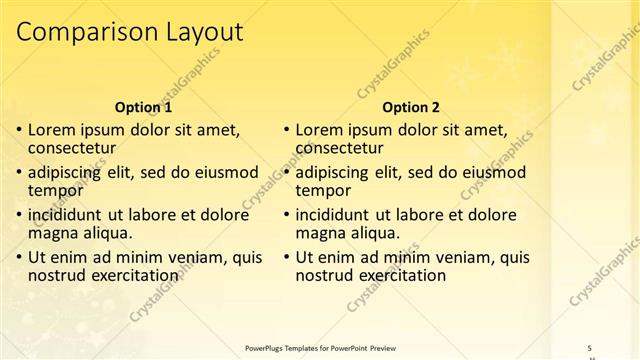 Comparison presentation slide layout