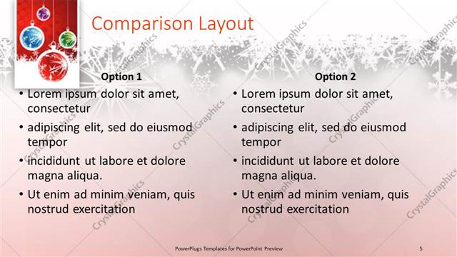 Comparison presentation slide layout