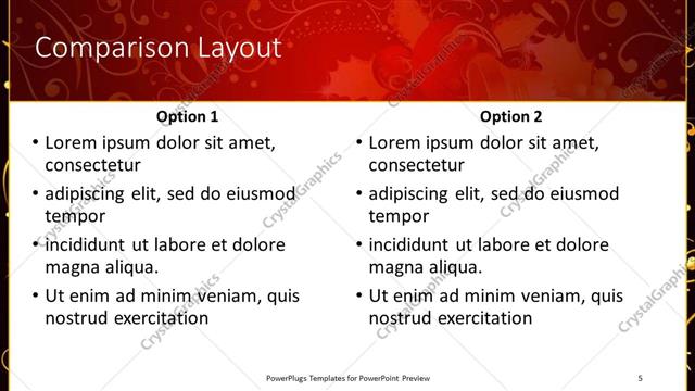 Comparison presentation slide layout