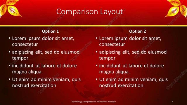 Comparison presentation slide layout