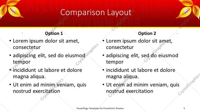 Comparison presentation slide layout