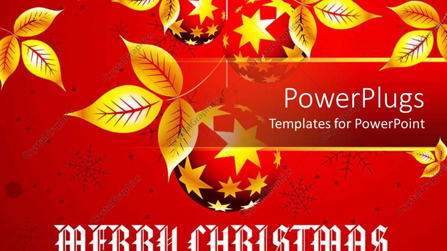 Featuring Christmas Theme with Golden Leaves on Red Background