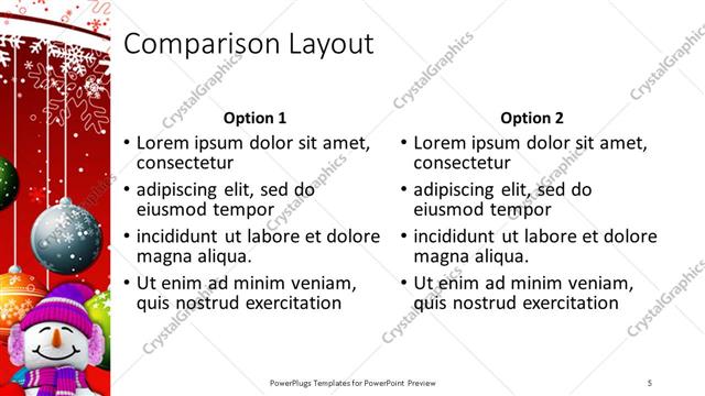 Comparison presentation slide layout