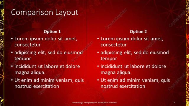 Comparison presentation slide layout