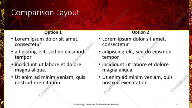 Comparison presentation slide layout