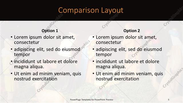 Comparison presentation slide layout
