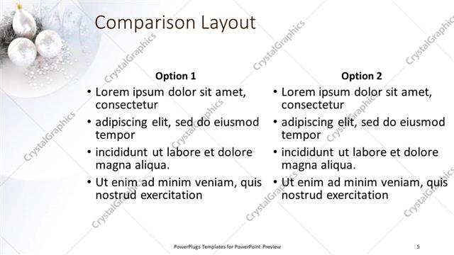 Comparison presentation slide layout