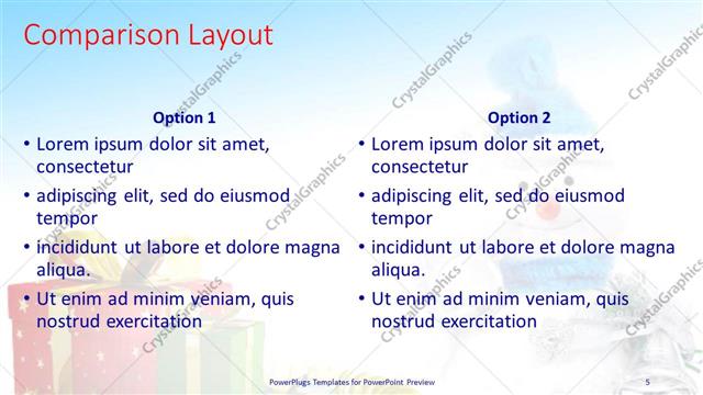 Comparison presentation slide layout