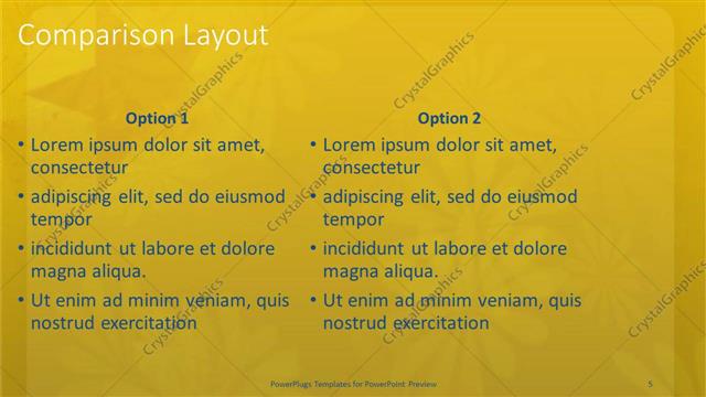 Comparison presentation slide layout