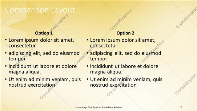 Comparison presentation slide layout