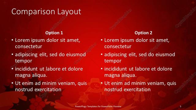 Comparison presentation slide layout