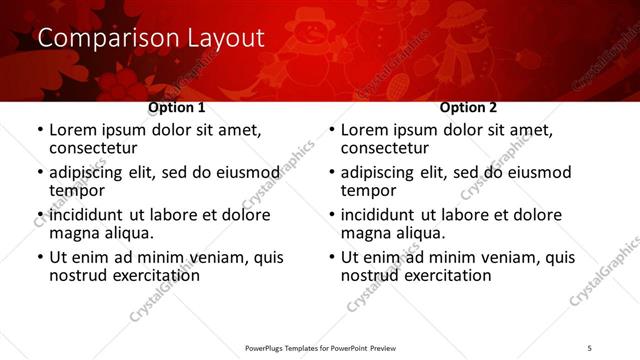 Comparison presentation slide layout