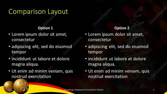 Comparison presentation slide layout
