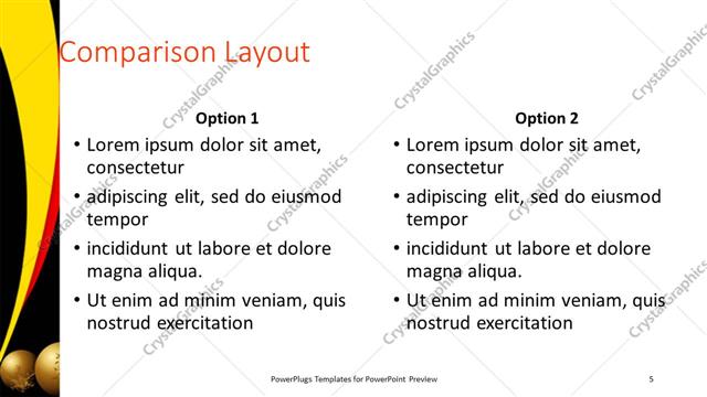 Comparison presentation slide layout