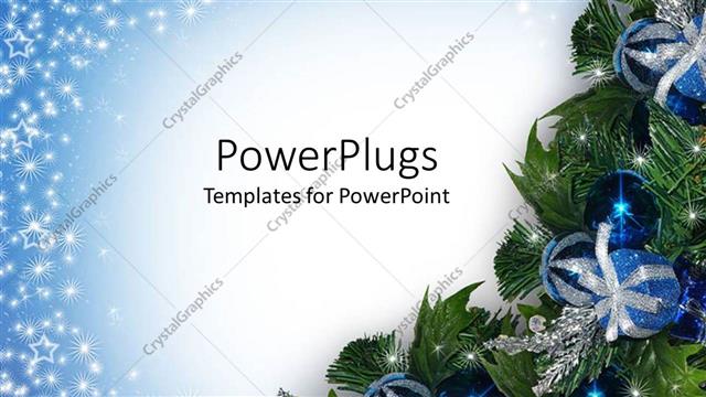  Presentation with silver - A Christmas tree with lots of blue and silver ornaments