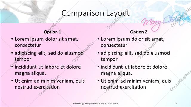 Comparison presentation slide layout