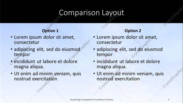 Comparison presentation slide layout