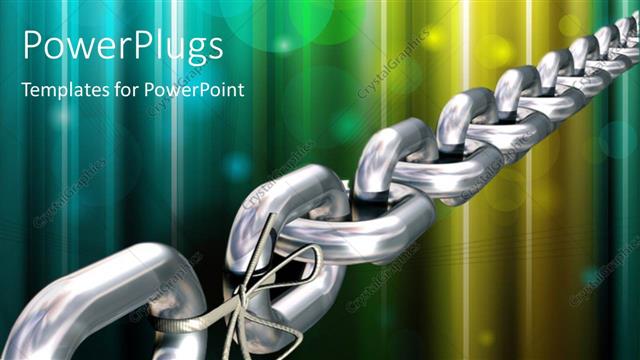  Presentation with colorful - Chrome chain with a weak link over colorful background