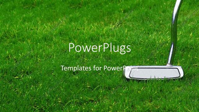  Presentation with sports golf - Chrome golf club on green grass