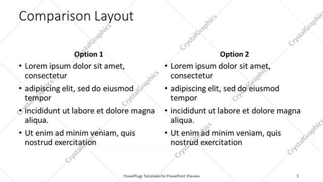 Comparison presentation slide layout