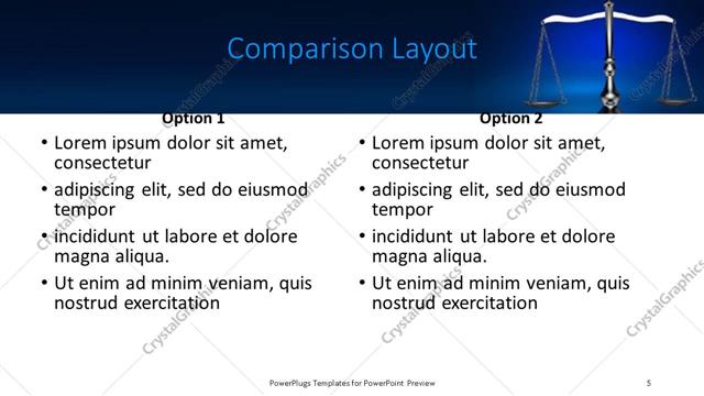 Comparison presentation slide layout