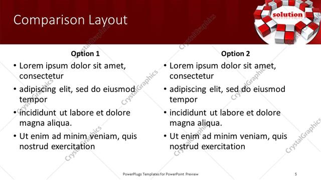 Comparison presentation slide layout