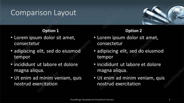 Comparison presentation slide layout