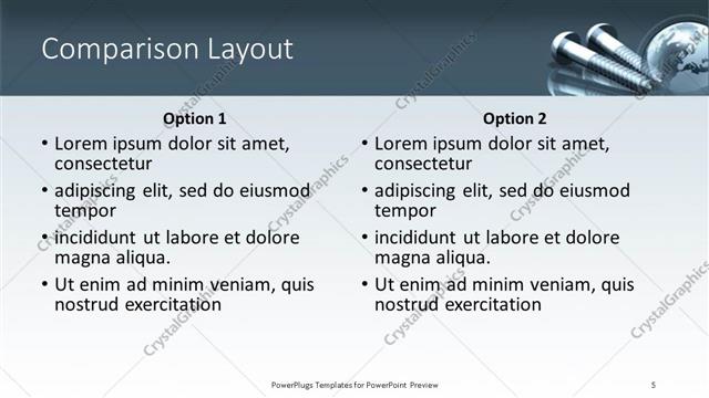Comparison presentation slide layout