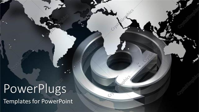  Presentation with email - Chrome three dimensional email symbol over world map and globe