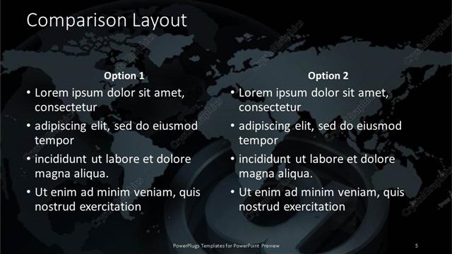 Comparison presentation slide layout