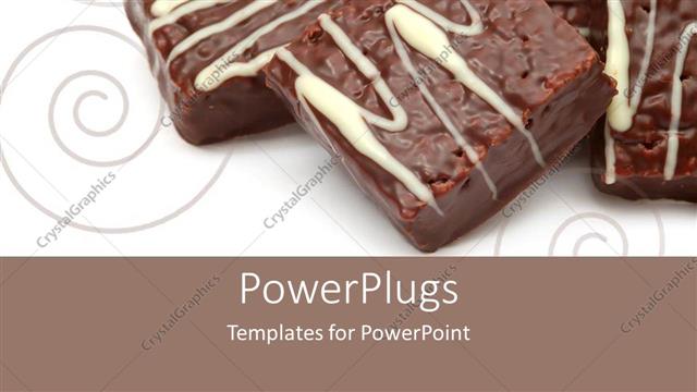  Presentation with square - Some chunks of square chocolates on a white background
