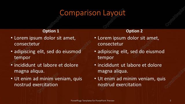Comparison presentation slide layout
