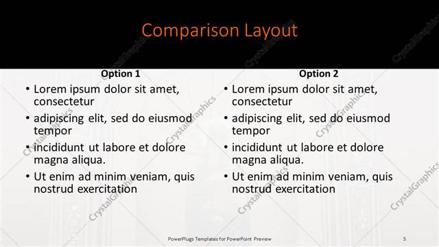 Comparison presentation slide layout